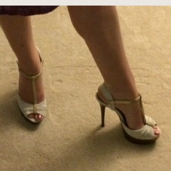 Aldo Stacked Platform Summer Heels Nude Gold 37 - Picture 4 of 4