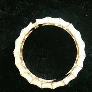 White Acrylic Hinged Bangle (Bamboo Style)