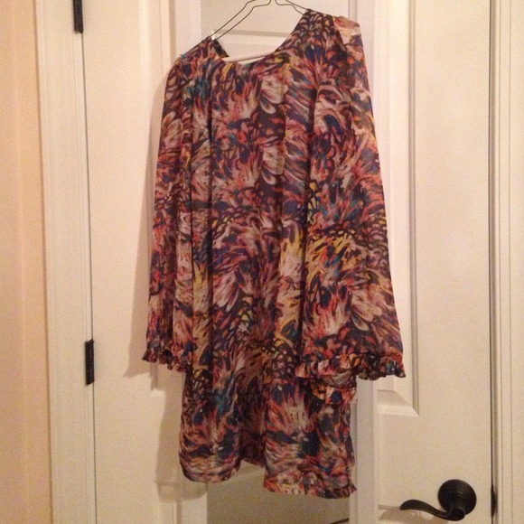 Bold patterned long sleeve dress