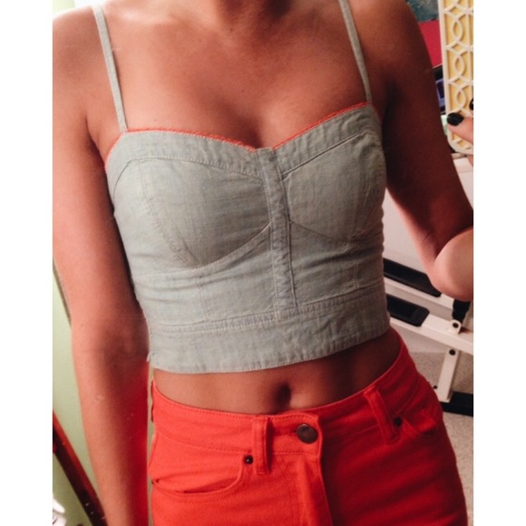 American Eagle Outfitters Tops - Chambray crop top - Denim corset