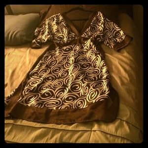 Brown trim satin soft dress