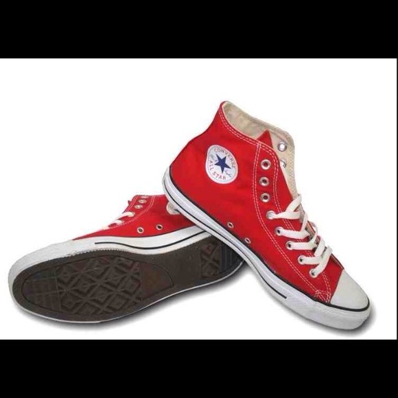 Red high top converse chuck Taylor's