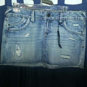 Express Denim Skirt W/ Rhinestones