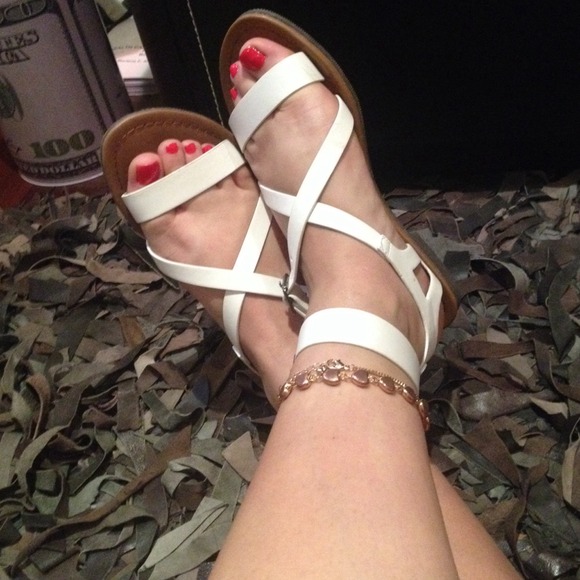 white sandals