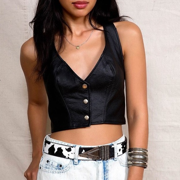 Urban Outfitters Tops - Genuine leather crop top 1size.