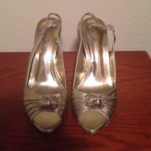 Nine West gold sling back...