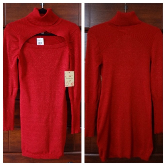 #1Red sassy metallic top/dress - Picture 2 of 4