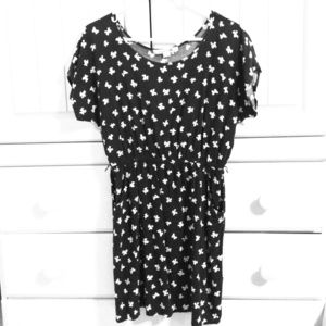 Navy blue and white bow dress