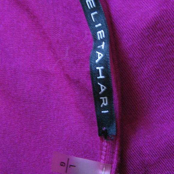 Fuchsia Elie Tahari Draped Cowl Neck Top sz L - Picture 2 of 3