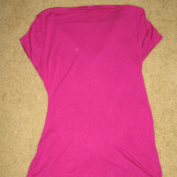 Fuchsia Elie Tahari Draped Cowl Neck Top sz L - Picture 3 of 3