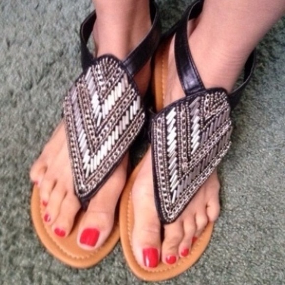 york Shoes - Silver black sandals size 7