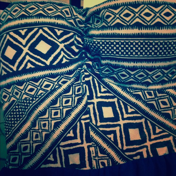 Aztec/blue high lo dress