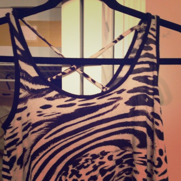 High lo animal print with crisscross back shirt