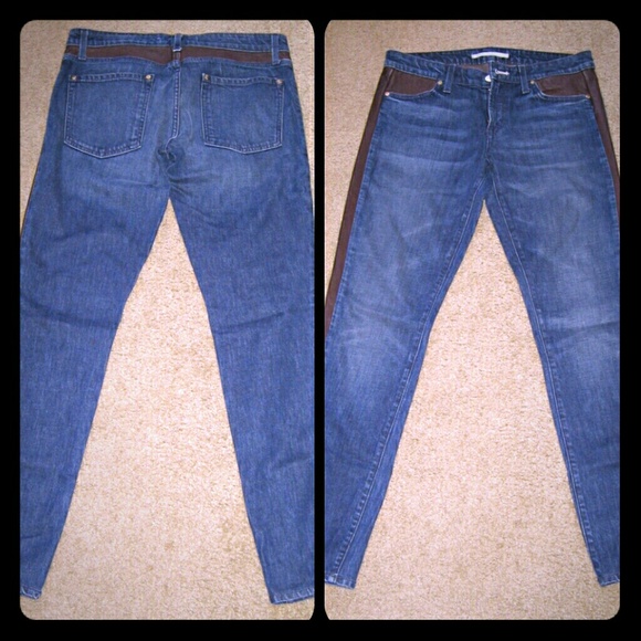 Vince Denim - Vince Skinny Leather Insert Chap Jeans sz 30