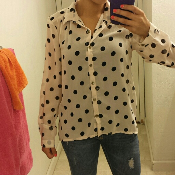 Charlotte Russe Polka Dot Long Sleeve