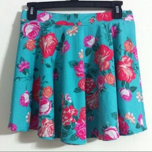 Mint floral skater skirt