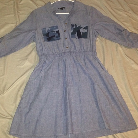 Jeans like dress. Blue camo