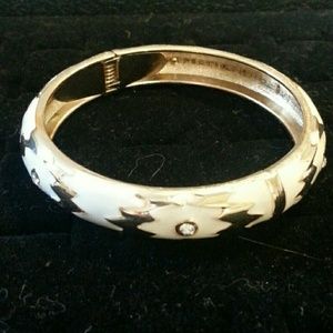 White Hinged Acrylic Bangle (Tribal Style)