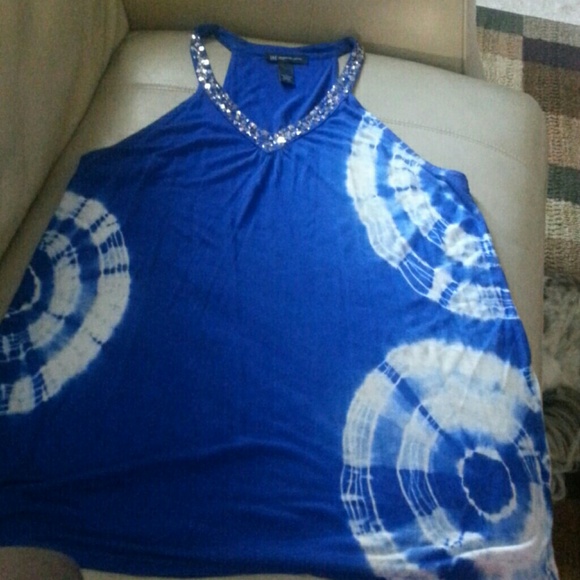 Blue and white racerback top
