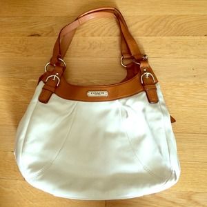 Beautiful White and Brown Coach Purse