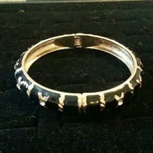 Black Hinged Acrylic Bangle w/Cz. (X|X|X Style)