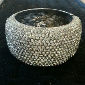 Gun Metal Hinged Cuff Bracelet w/ 17 Rows of Cz
