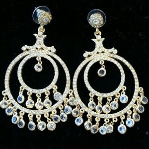 Round Chandelier Cz Earrings (Gold)