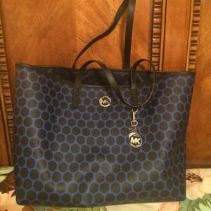 Michael Kors MK Blue & Black Polka Dot Handbag