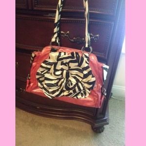NWOT Pink bag with zebra print details