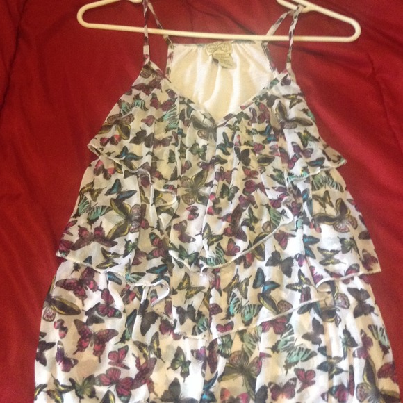 ruffled butterfly blouse w/ white back