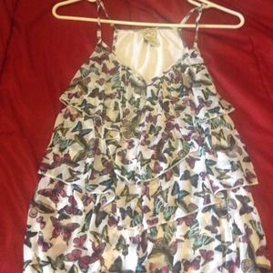 ruffled butterfly blouse w/ white back