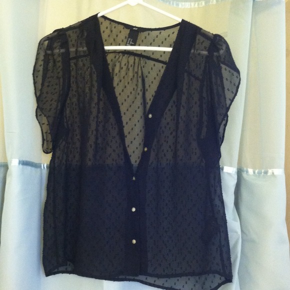 Sheer black dot top