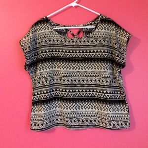 Black and off white tribal print shirt