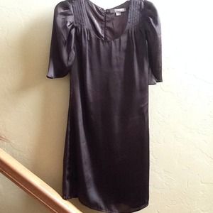 Brown satin shift dress