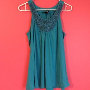 Teal flowy tank top