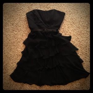 Strapless ruffle tier dress