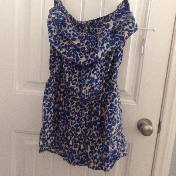 Blue cheetah romper