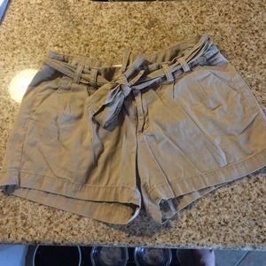 Khaki Shorts with Bow Belt