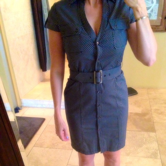 Express polka dot button up dress