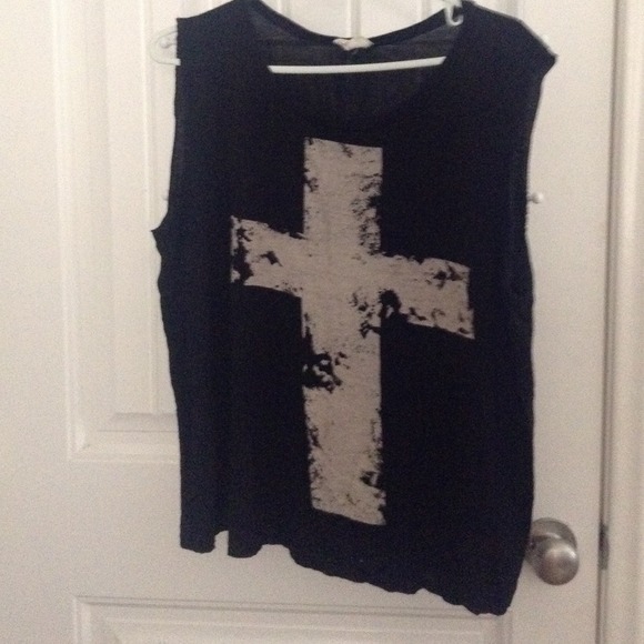 Black, cross tank top