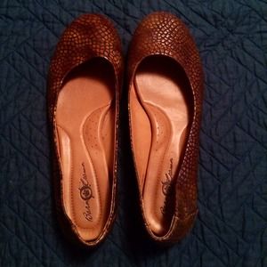 Faux snake skin flats