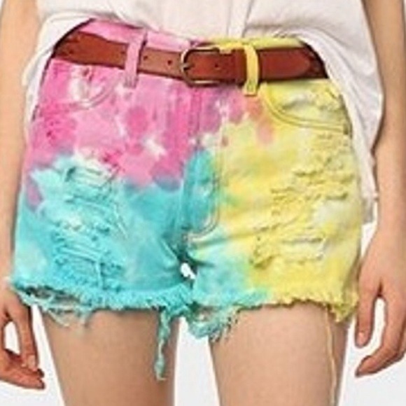 Urban outfitters tie dye high waisted shorts