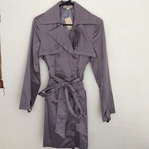 Lilac satin sheen trench coat