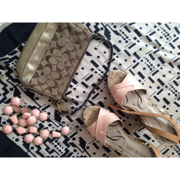 💯% COACH CLASSIC METALLIC LEATHER POCHETTE PURSE