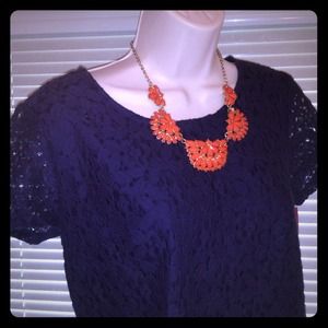 Navy Lace Top