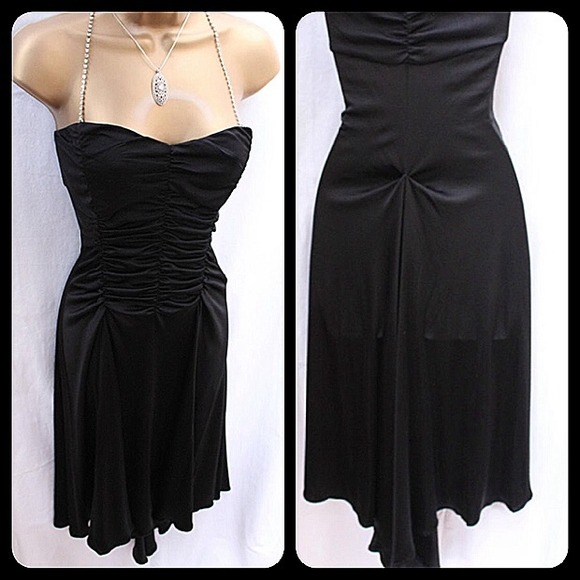 Smashing Karen Millen black dress rhinestone neck - Picture 2 of 4