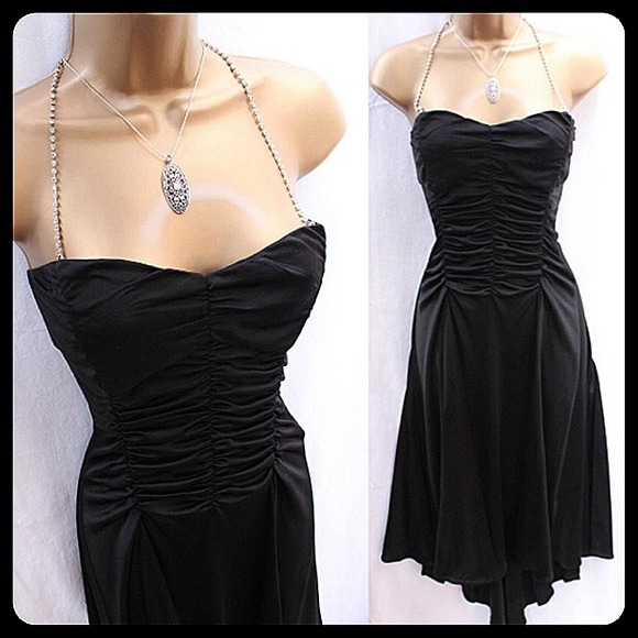 Smashing Karen Millen black dress rhinestone neck - Picture 3 of 4