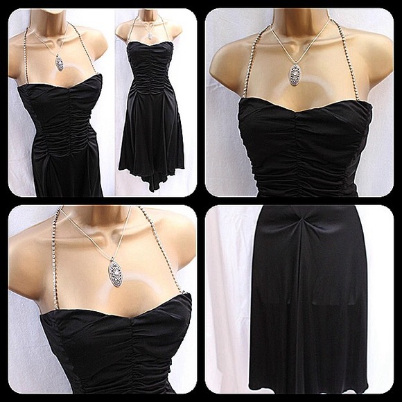 Smashing Karen Millen black dress rhinestone neck - Picture 4 of 4