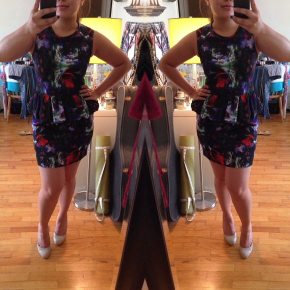 Abstract peplum mini dress