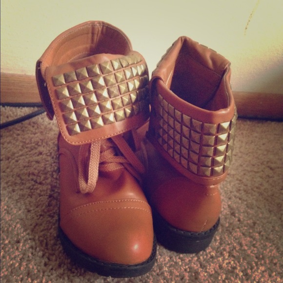 Charlotte Russe gold studded boots. Worn ONCE!